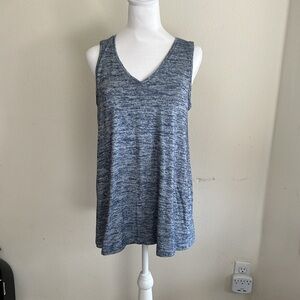 Women’s Sonoma M Tunic knit blouse/tank. A line fit. Navy Blue & white